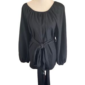 Eloquii Long Sleeve Blouse with Wrap Style Tie Waist Belt Casual Office Size 22